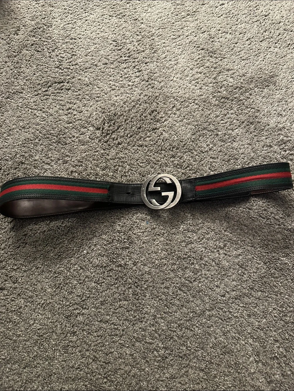 Unisex authentic Gucci belt with Silver Buckle